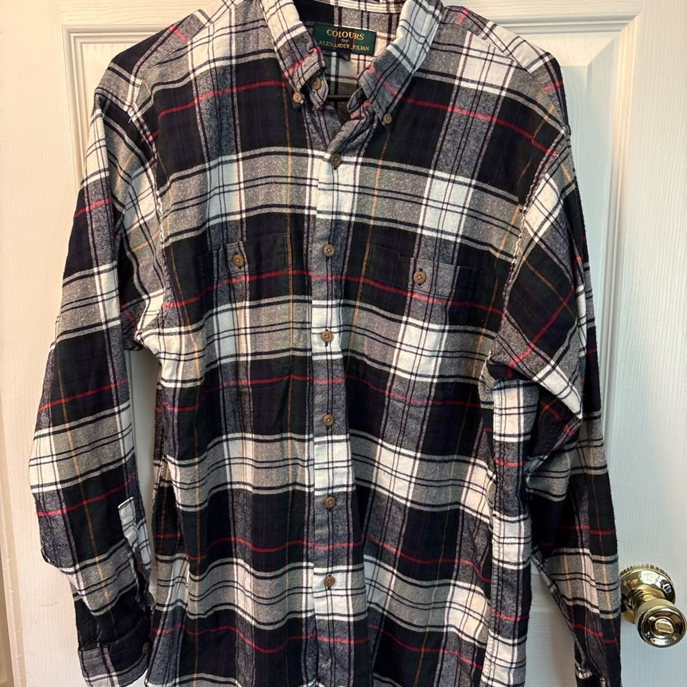 Alexander Julian Blue White & Red Plaid Button-Down Shirt